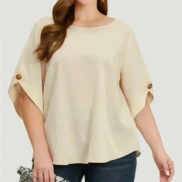 NWT!Stone button detail flounce sleeve blouse size 12 or large - Picture 2 of 8